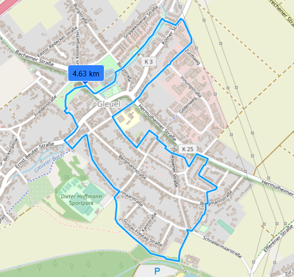 Gleueler Runde (c) Kartendaten: © OpenStreetMap