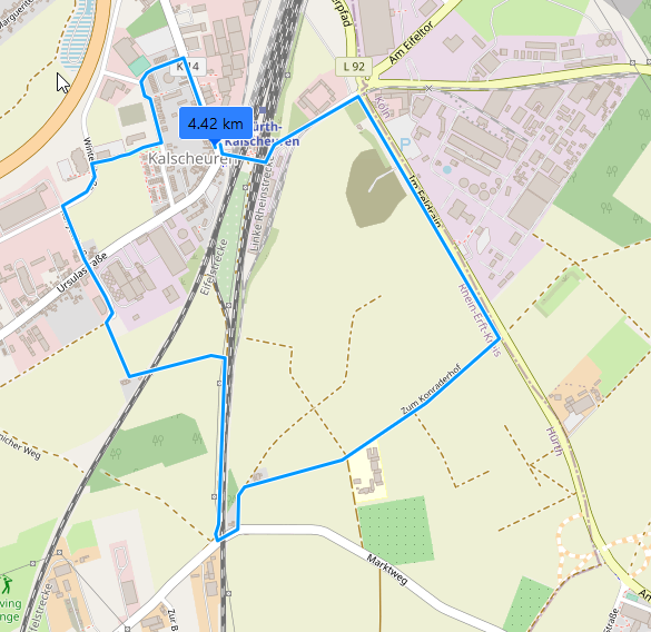 Runde in Kalscheuren (c) Kartendaten: © OpenStreetMap ( CC-BY-SA)