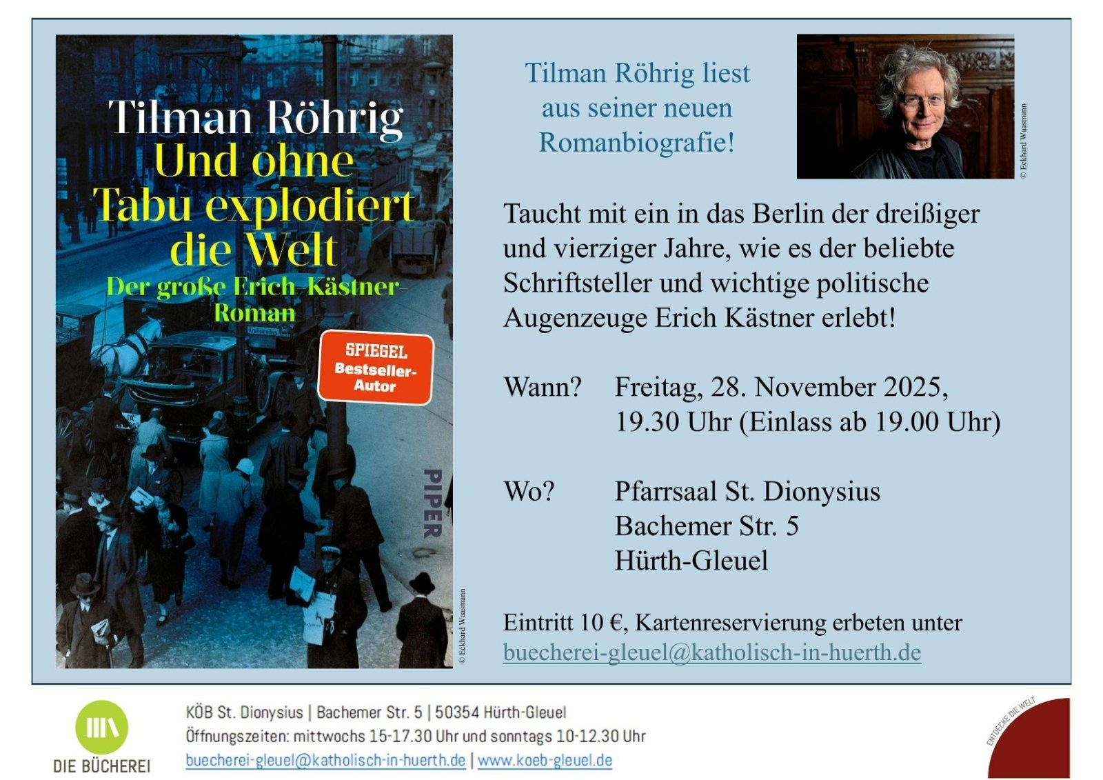 Plakat Lesung Tilman Röhrig (c) Eckhardt Waasmann