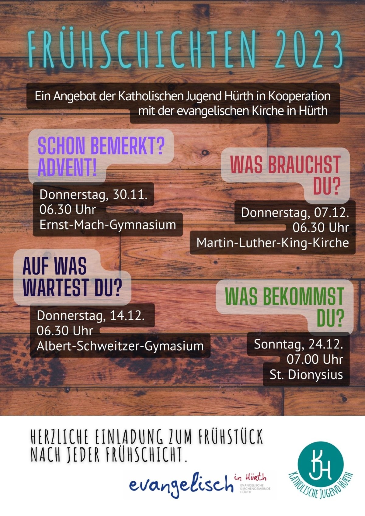 Plakat Frühschichten Hürth 2024 (c) Kirsten Schmitz