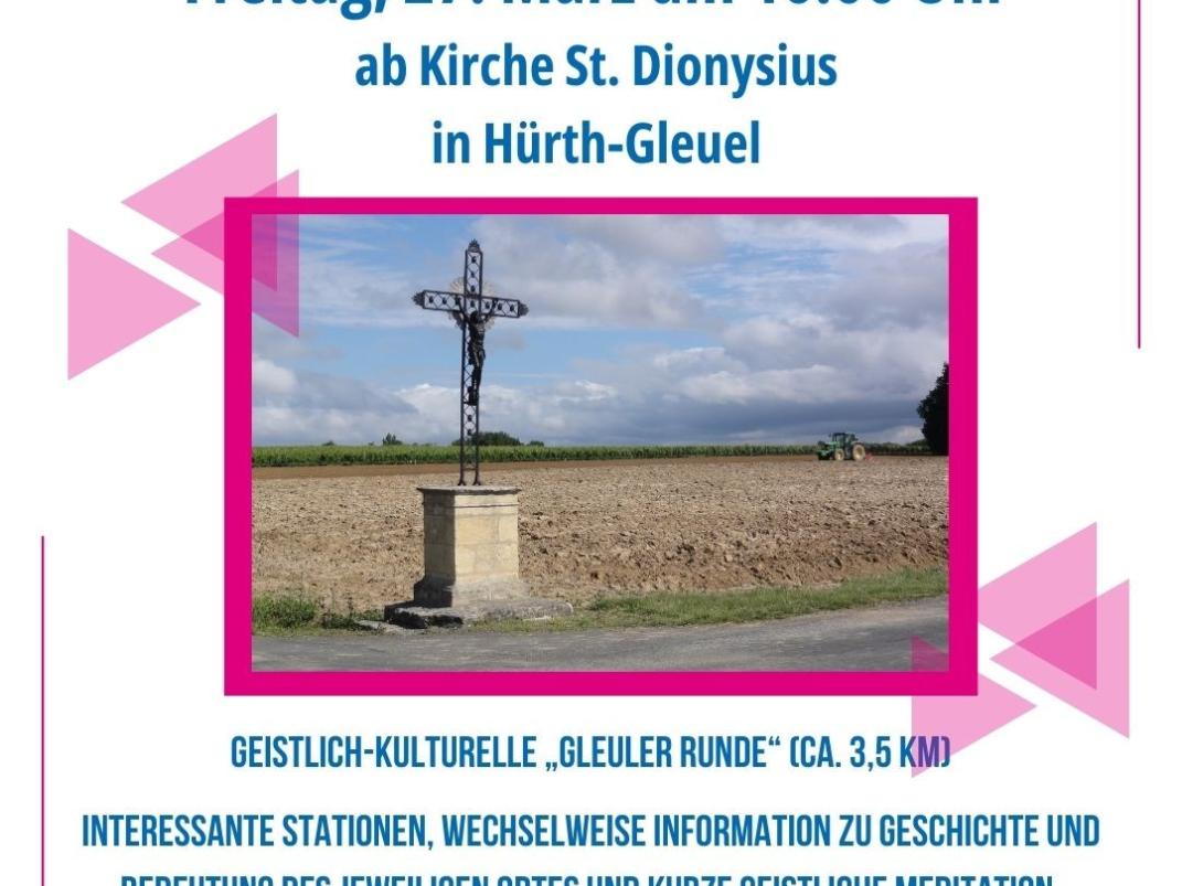 Die Tradition des Kreuzweges wird mit einem schönen Spaziergang und interessanten Informationen rund um den Ortsteil Gleuel zu verbunden.