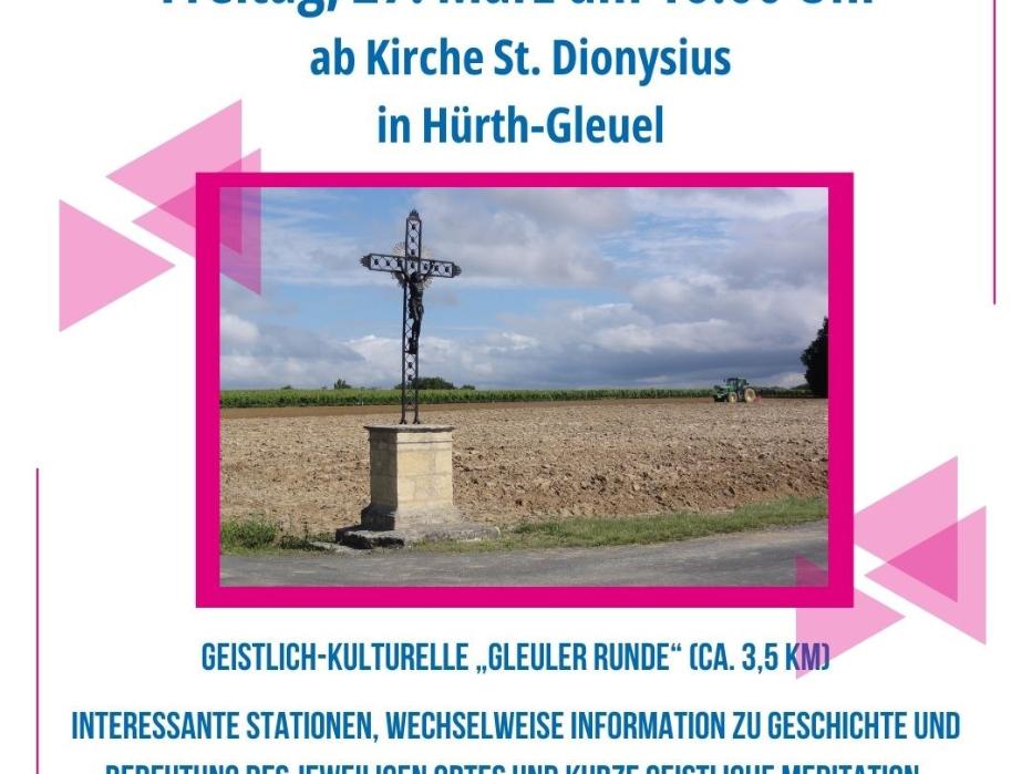 Die Tradition des Kreuzweges wird mit einem schönen Spaziergang und interessanten Informationen rund um den Ortsteil Gleuel zu verbunden.