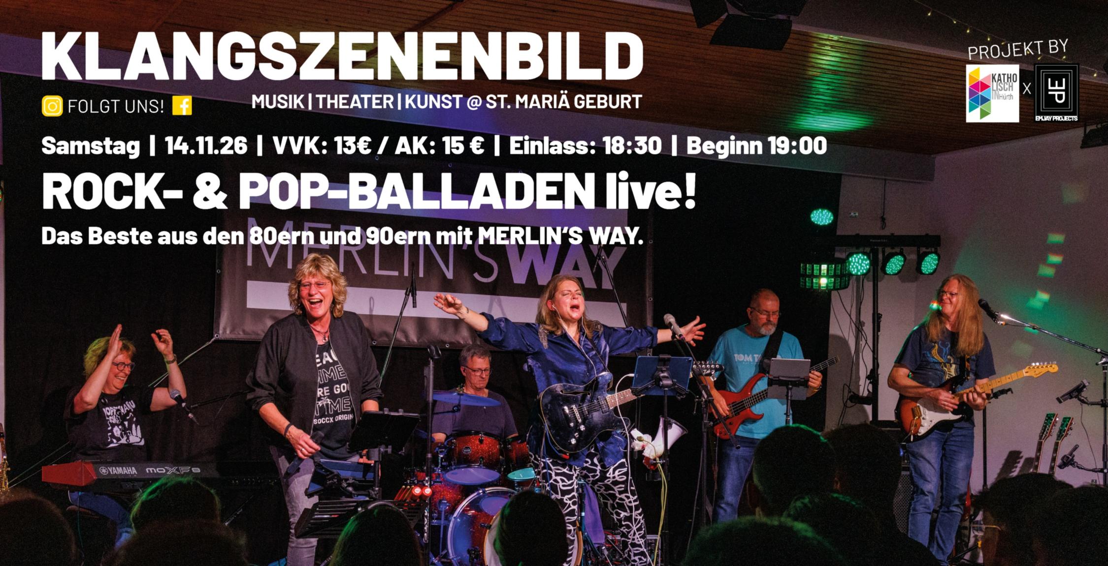 Rock- & Pop-Balladen live mit Merlin's Way