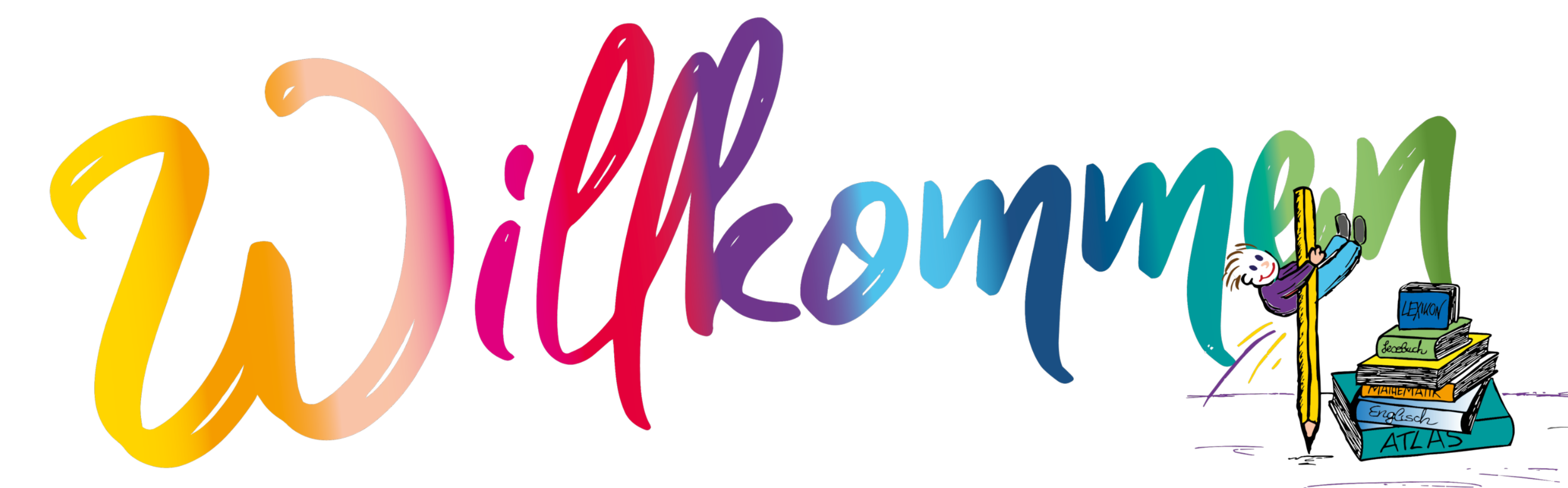 Wort Willkommen mit Logo von der Hausaufgabenhilfe