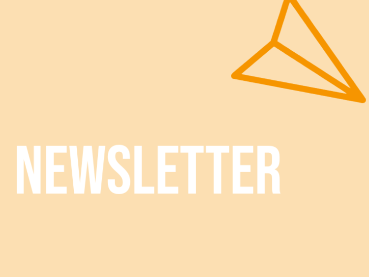 Sliderbild mit dem Wort Newsletter und Icons zu News