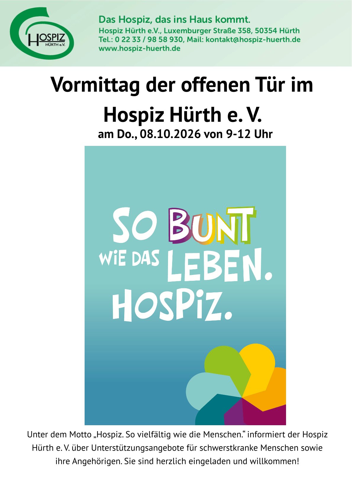 Plakat_Tag der offenen Tür (c) Hospizverein Hürth e.V. Plakat_Tag der offenen Tür