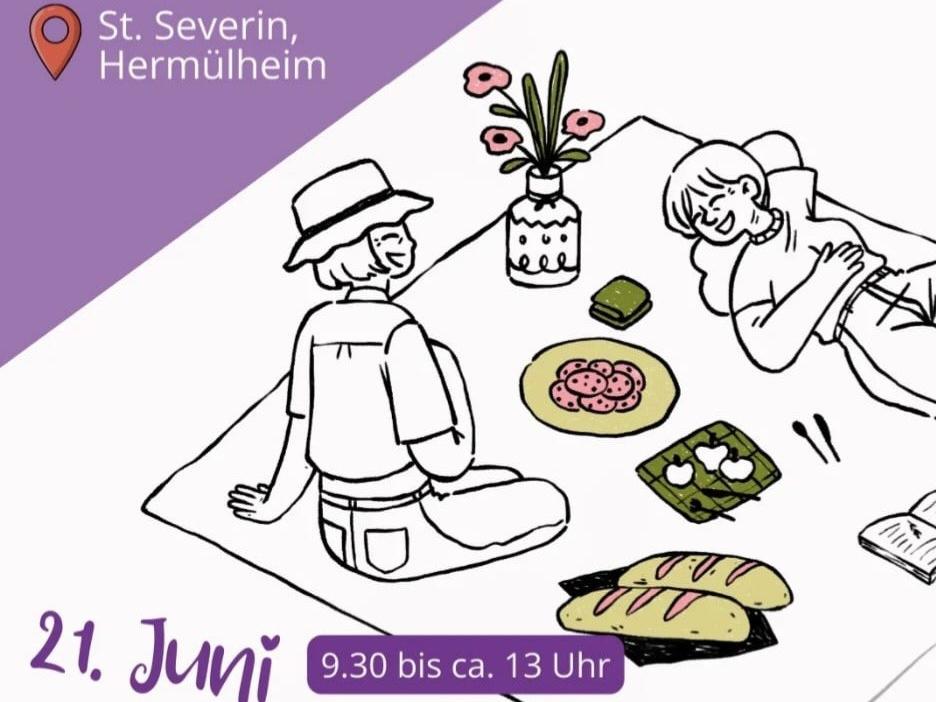 Plakat mit Einladung  zur Familienmesse und anschließendem Mitbring-Buffet